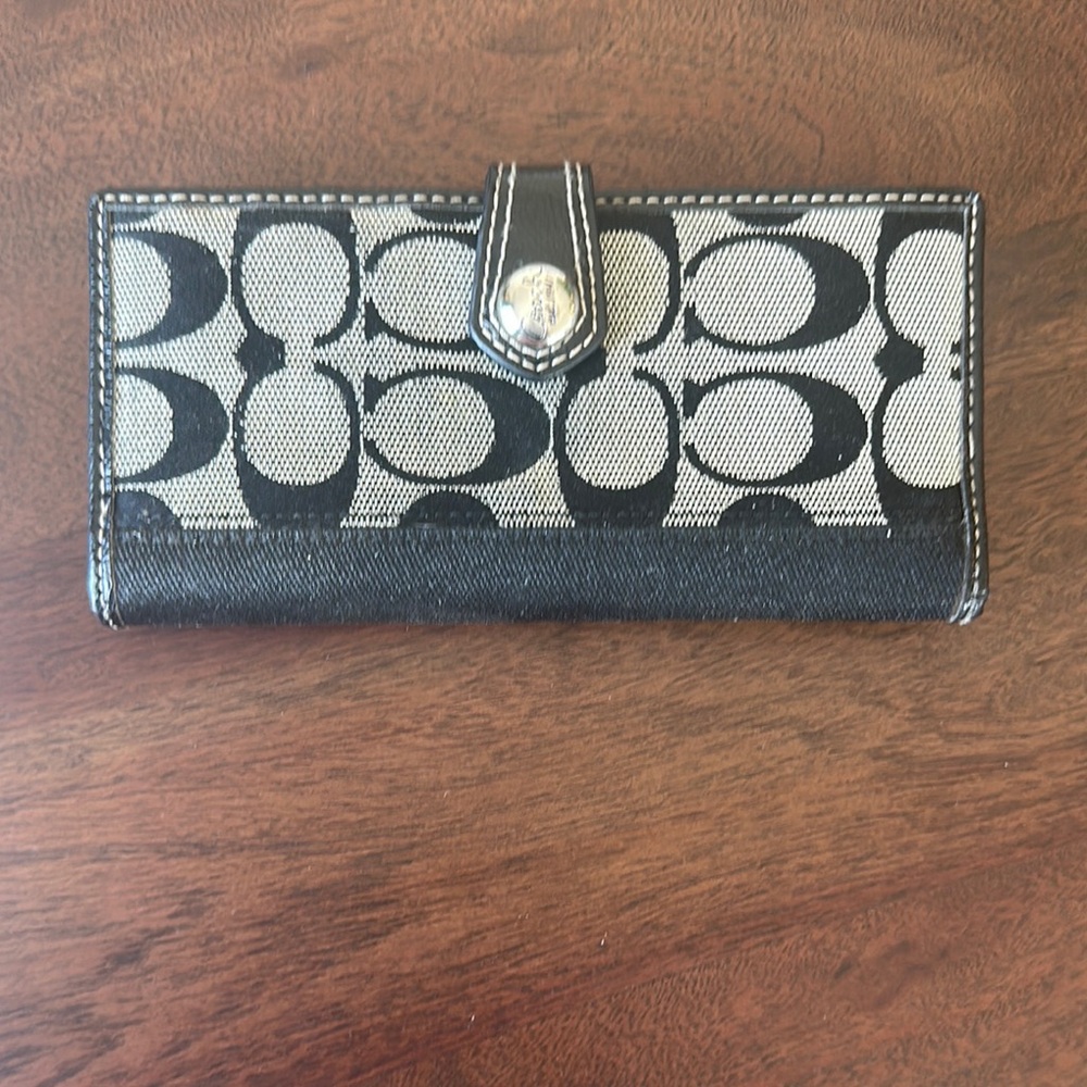 Coach Black and Gray Wallet with Distinctive Pattern
